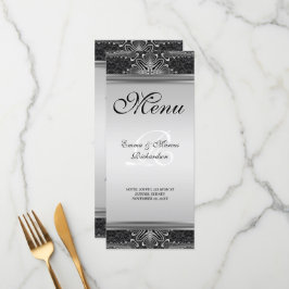 Exotic Black Baroque Wedding Menu Card Menükarte