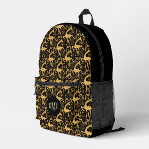 Exotic Black Gold Giraffe Monogramm Bedruckter Rucksack