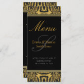 Exotic Black & Gold Tribal Batik Wedding Menu Card Menükarte (Vorne/Hinten)