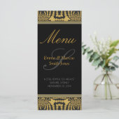 Exotic Black & Gold Tribal Batik Wedding Menu Card Menükarte (Stehend Vorderseite)