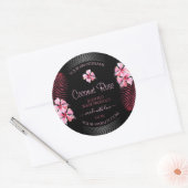 Exotic Black Product Labels Pink Hawaii Blume Runder Aufkleber (Umschlag)