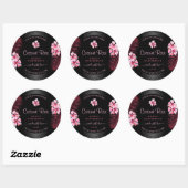 Exotic Black Product Labels Pink Hawaii Blume Runder Aufkleber (Blatt)