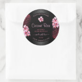Exotic Black Product Labels Pink Hawaii Blume Runder Aufkleber (Tasche)