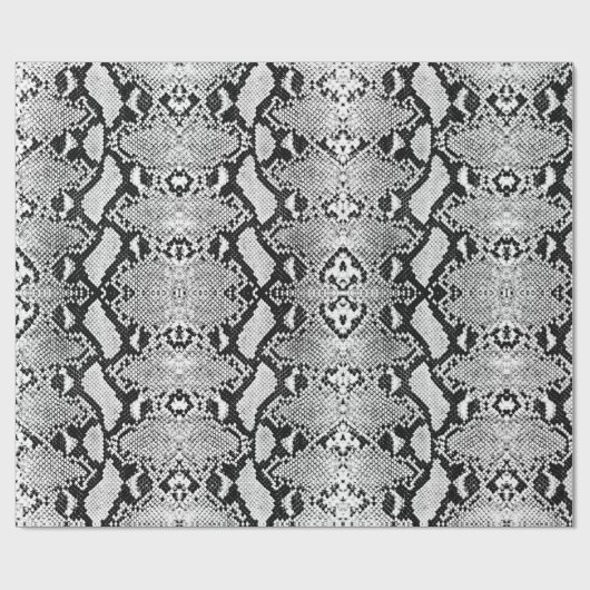 Exotic Black & White Python Snakeskin Geschenkpapier (Flach)