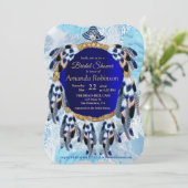 Exotic Blue Dream Catcher Bridal Shower Einladung (Stehend Vorderseite)