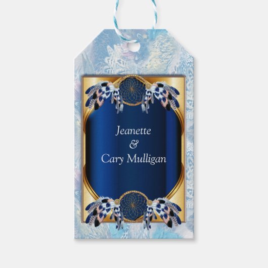 Exotic Blue Dream Catcher Geschenk Tag Geschenkanhänger (Vorderseite)