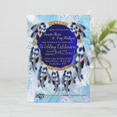 Exotic Blue Dream Catcher Hochzeit Einladung (Stehend Vorderseite)