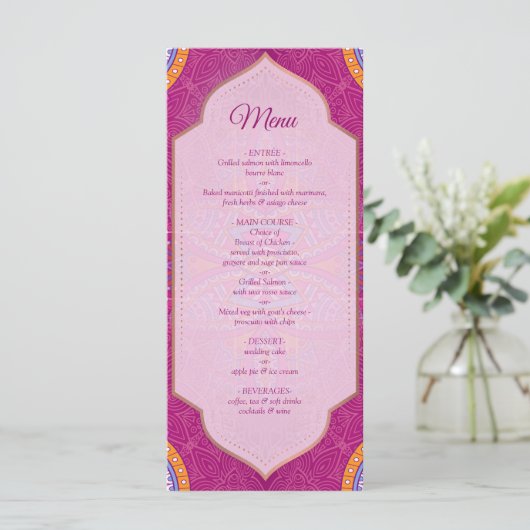 Exotic Blue Dream Catcher Wedding Menu Menükarte (Stehend Vorderseite)