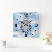 Exotic Blue Dream Catcher Wohngestaltung Quadratische Wanduhr (Zuhause)