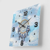 Exotic Blue Dream Catcher Wohngestaltung Quadratische Wanduhr (Winkel)