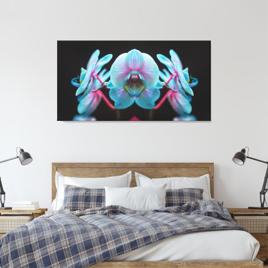 Exotic Blue Orchid Reflection Leinwanddruck (Insitu (Schlafzimmer))