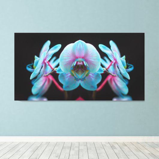 Exotic Blue Orchid Reflection Leinwanddruck (Insitu (Holzboden))