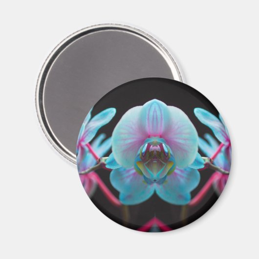 Exotic Blue Orchid Reflection Magnet (Vorderseite/Rückseite)