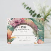 Exotic Blume Arch Summer Garden Wedding RSVP Card (Stehend Vorderseite)