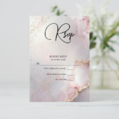 Exotic Blush  Marbled Opal RSVP Karte (Stehend Vorderseite)