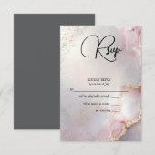 Exotic Blush  Marbled Opal RSVP Karte (Vorne/Hinten)