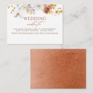 Exotic Boho Blume Terracotta Wedding Website Begleitkarte