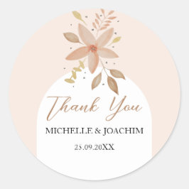 Exotic Boho Terracotta Floral Runder Aufkleber