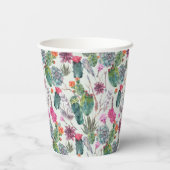 Exotic Boho Wasserfarbenkaktus und sukkulentes Mus Pappbecher (Rückseite)