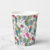 Exotic Boho Wasserfarbenkaktus und sukkulentes Mus Pappbecher (Vorderseite)