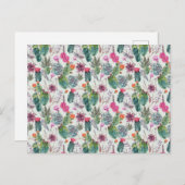 Exotic Boho Wasserfarbenkaktus und sukkulentes Mus Postkarte (Vorne/Hinten)