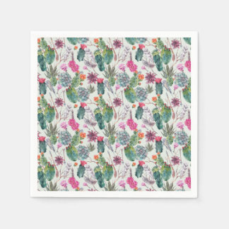 Exotic Boho Wasserfarbenkaktus und sukkulentes Mus Serviette
