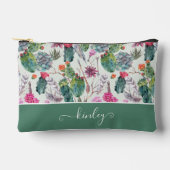 Exotic Boho Wasserfarbenkaktus und sukkulentes Mus Zubehörtasche (Vorderseite)