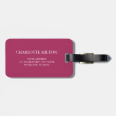 Exotic burgundy Blume Monogram gestreift Gepäckanhänger (Rückseite horizontal)