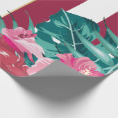 Exotic burgundy floral gestreift geschenkpapier (Ecke)