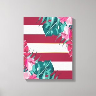 Exotic burgundy floral gestreift leinwanddruck