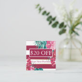 Exotic burgundy floral gestreift rabattkarte (Stehend Vorderseite)