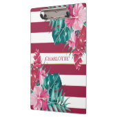 Exotic burgundy Monogram floral gestreift Klemmbrett (Links)