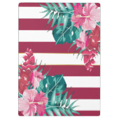 Exotic burgundy Monogram floral gestreift Klemmbrett (Rückseite)