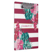 Exotic burgundy Monogram floral gestreift Klemmbrett (Rechts)