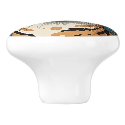 Exotic Cat #8 Keramik Pull Keramikknauf (Seitenansicht)