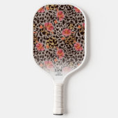 Exotic Cheetah Hibisken Blumenmuster Benutzerdefin Pickleball Schläger (Rückseite)