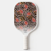 Exotic Cheetah Hibisken Blumenmuster Benutzerdefin Pickleball Schläger (Vorderseite)