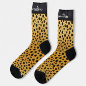 Exotic Cheetah Spots Personalisiertes Wildtier Socken (Linkes Detail)