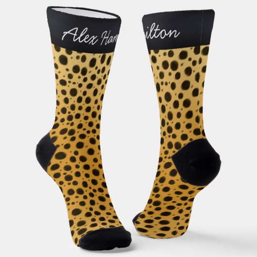 Exotic Cheetah Spots Personalisiertes Wildtier Socken (Gewinkelt)