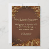 Exotic Chocolate Dress Gold Feather Birthday Party Einladung (Rückseite)
