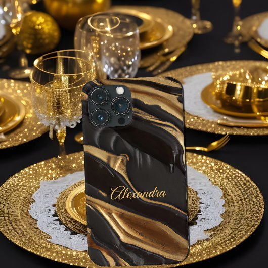 Exotic Chocolate Gold Black Honeycomb Swirb Case-Mate iPhone Hülle