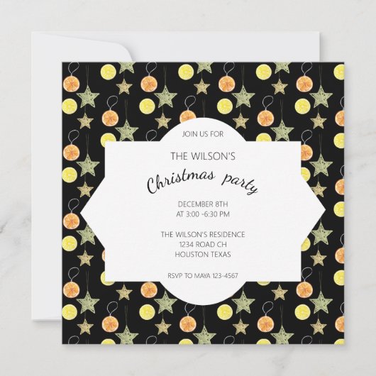 Exotic Christmas Citrus Fresh Party Einladung (Vorderseite)