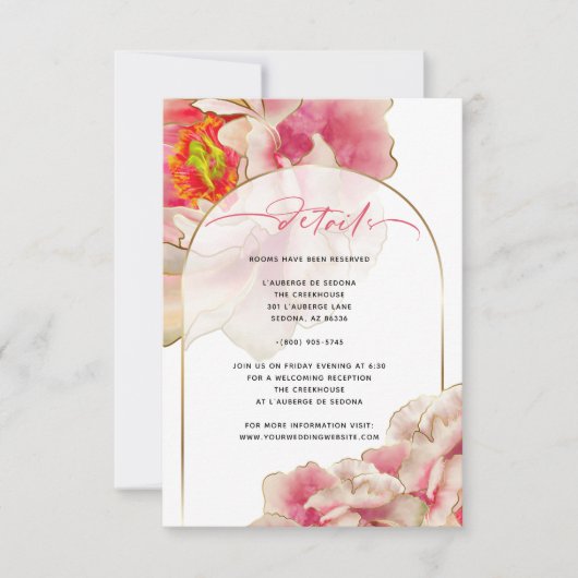 Exotic Coral Rose Peony Details Karte (Vorderseite)