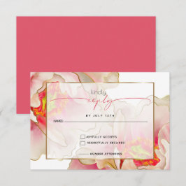 Exotic Coral Rose Peony RSVP Card Karte