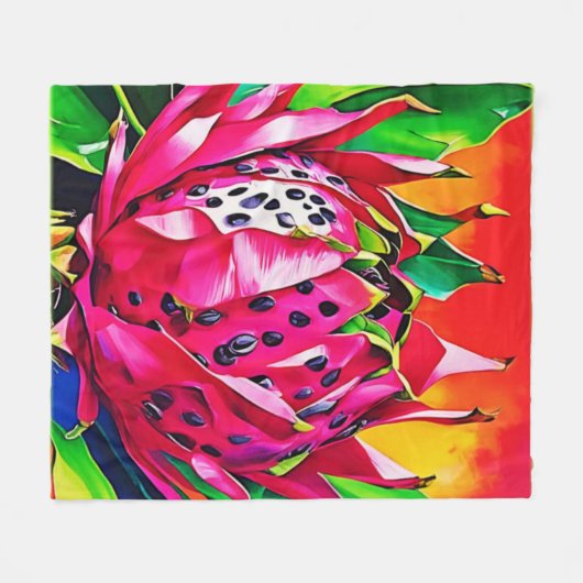 Exotic Dragon Fruit Bloom Fleecedecke (Vorderseite (Horizontal))