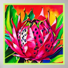 Exotic Dragon Fruit Bloom Poster