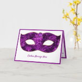 Exotic Elegant Mardi Gras Lila Mask Customizing Karte (Gelbe Blume)