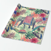 Exotic Elephant Peacock Hübsch Geschenkpapier (Ungerollt)