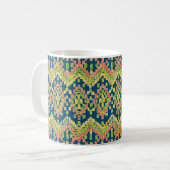 Exotic Ethnic Ikat Muster auf blau Kaffeetasse (Vorderseite Links)
