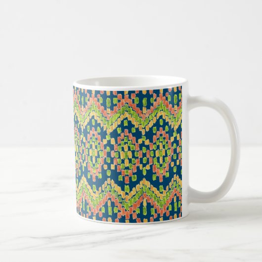 Exotic Ethnic Ikat Muster auf blau Kaffeetasse (Rechts)